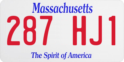 MA license plate 287HJ1