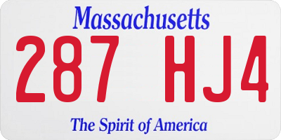 MA license plate 287HJ4