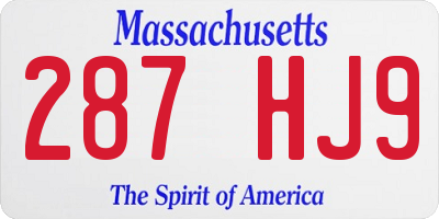 MA license plate 287HJ9