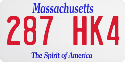 MA license plate 287HK4