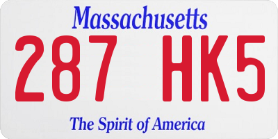 MA license plate 287HK5
