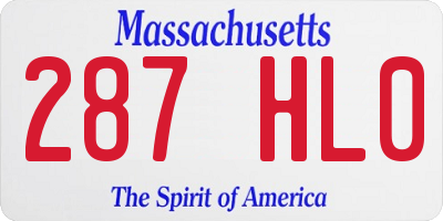 MA license plate 287HL0