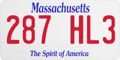 MA license plate 287HL3