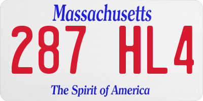 MA license plate 287HL4