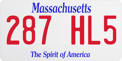 MA license plate 287HL5