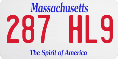 MA license plate 287HL9