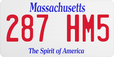 MA license plate 287HM5