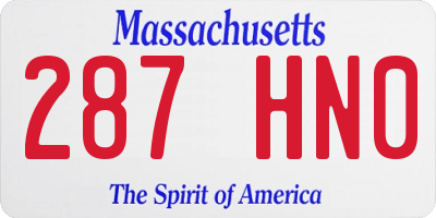 MA license plate 287HN0