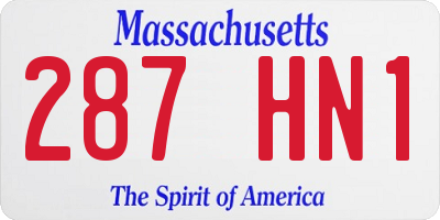 MA license plate 287HN1