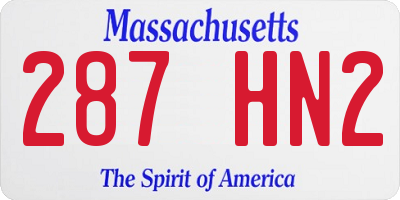 MA license plate 287HN2