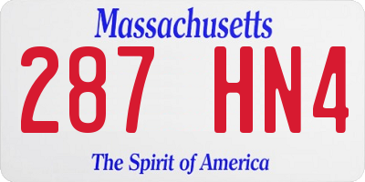 MA license plate 287HN4