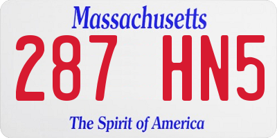 MA license plate 287HN5