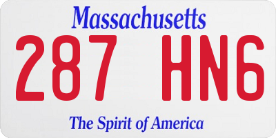 MA license plate 287HN6