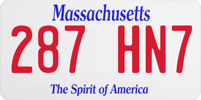 MA license plate 287HN7