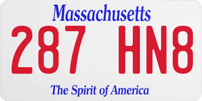 MA license plate 287HN8