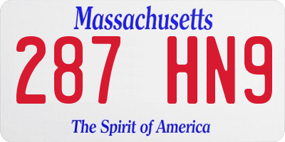 MA license plate 287HN9