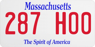 MA license plate 287HO0