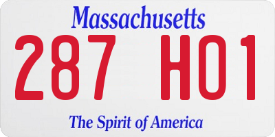 MA license plate 287HO1