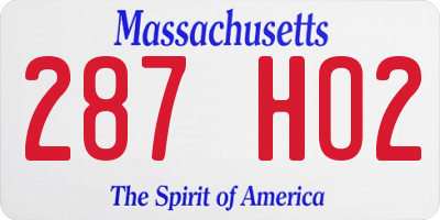 MA license plate 287HO2
