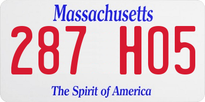 MA license plate 287HO5