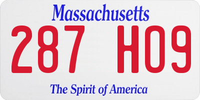 MA license plate 287HO9