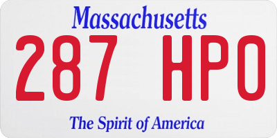 MA license plate 287HP0