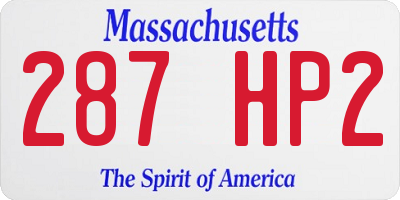 MA license plate 287HP2