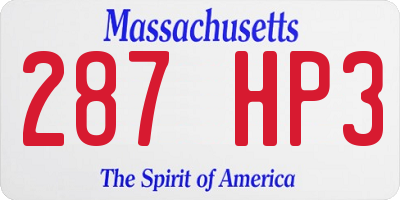 MA license plate 287HP3
