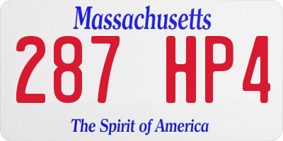 MA license plate 287HP4