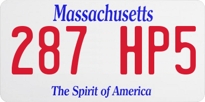 MA license plate 287HP5