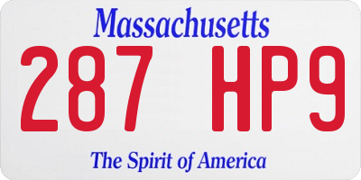 MA license plate 287HP9