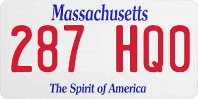 MA license plate 287HQ0