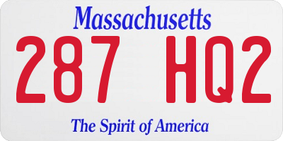 MA license plate 287HQ2