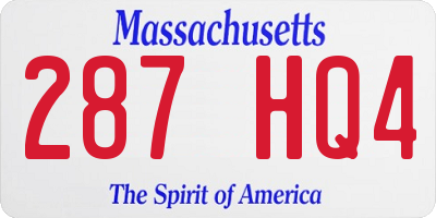 MA license plate 287HQ4