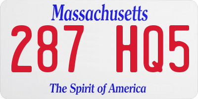 MA license plate 287HQ5