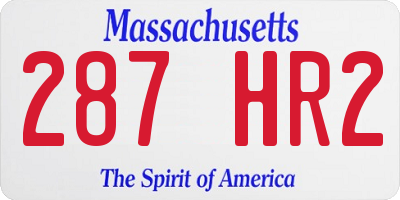 MA license plate 287HR2