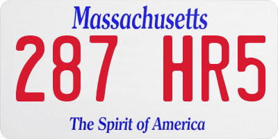 MA license plate 287HR5