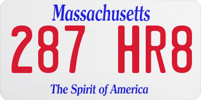 MA license plate 287HR8