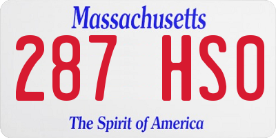 MA license plate 287HS0