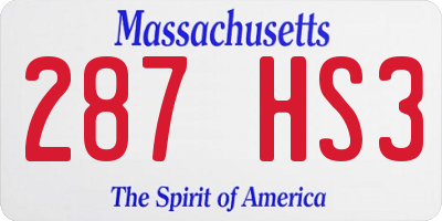 MA license plate 287HS3