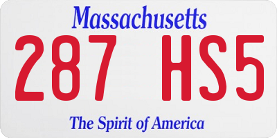 MA license plate 287HS5