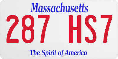 MA license plate 287HS7
