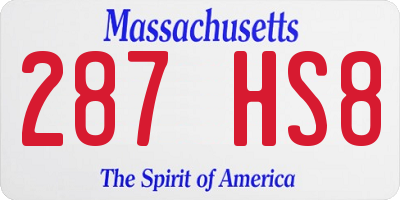MA license plate 287HS8