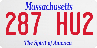MA license plate 287HU2