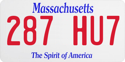 MA license plate 287HU7