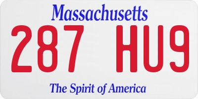 MA license plate 287HU9