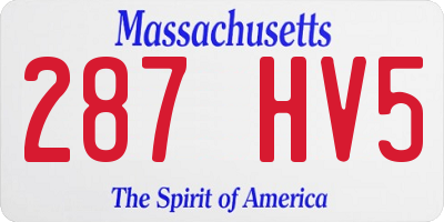 MA license plate 287HV5