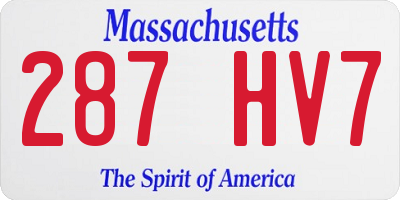 MA license plate 287HV7