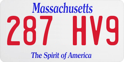 MA license plate 287HV9