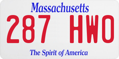 MA license plate 287HW0